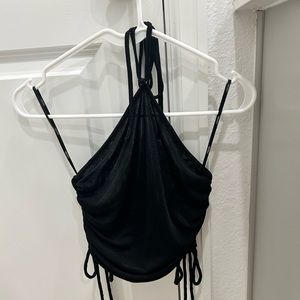 Black halter top with toes on side